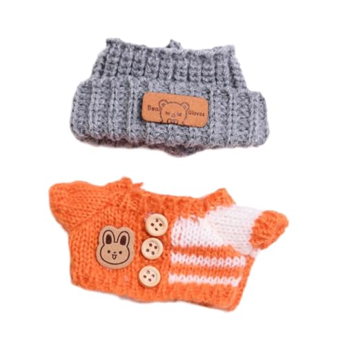 harayaa Puppenkleidung für Mini-Puppen, Set mit Pullover und Kopfbedeckung, Zubehör für kreative Projekte , Orange von harayaa