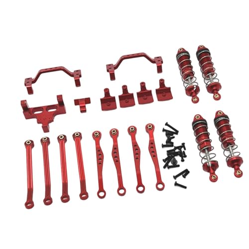 harayaa RC Car Metall Upgrade Kits, Maßstab 1:16, Stoßdämpfer, Modellauto Ersatzteile, Hobby Werkzeug, Autoteile, Rot von harayaa