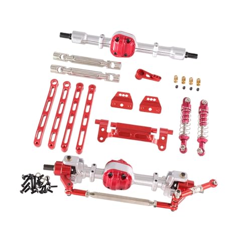 harayaa RC Metall Vorder Und Hinterbau Set, Ersatzteile für MN82 1/12 RC Fahrzeug, Silberrot von harayaa