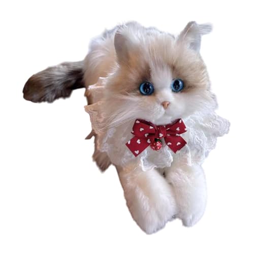 harayaa Realistische Ragdoll -Katze gefülltes Tier, Katze Plüschspielzeug weiche lebensee Bequeme Plüschkatze -Doll -Begleiter für Kinder Katzenliebhaber, Rote Glocke von harayaa