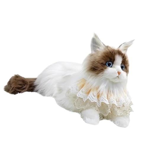 harayaa Realistische Ragdoll -Katze gefülltes Tier, Katze Plüschspielzeug weiche lebensee Bequeme Plüschkatze -Doll -Begleiter für Kinder Katzenliebhaber, Spitzenschal von harayaa