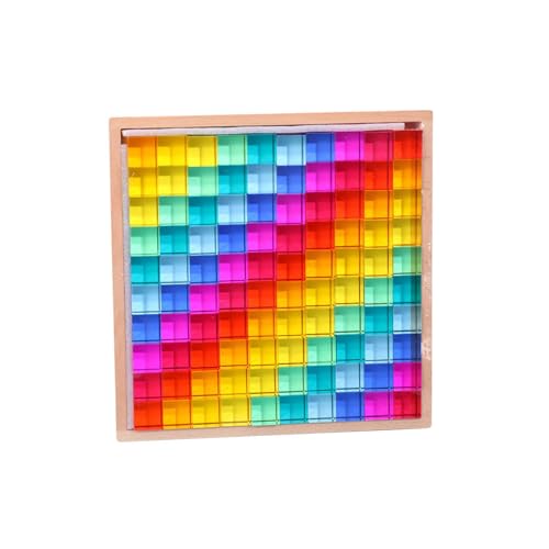 harayaa Regenbogen-Bausteine-Set, Stapelspielzeug, Montessori-Spielzeug, räumliches Vorstellungsvermögen, Acrylwürfel, Bausteine für Kinder von harayaa