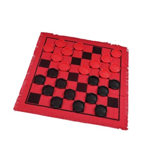 harayaa Riesiges Dame-Brettspiel-Set, Klassische 3-in-1-Spielmatte für Camping-Party, Damespiel, Jumbo-Tic-TAC-Toe-Spiel, ROT von harayaa