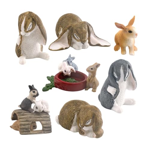 harayaa Simuliertes Tiermodell-Set, pädagogisches Spielzeug, Kunsthandwerk, Simulation, kognitives Spielzeug, Hasenfigur, Tierstatuen für Partygeschenke, 7 Stück von harayaa