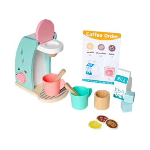 harayaa Täuschen Sie Spielen Spielen Kitchenzubehör Holzkaffeemaschine Spielzeug für Kinder Kinder von harayaa