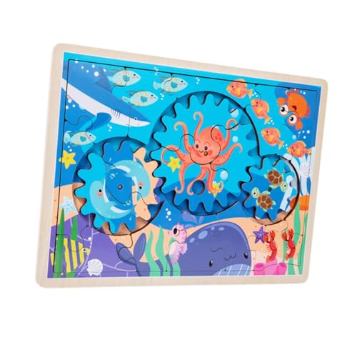 harayaa Tiere Puzzles Holzpuzzles Geburtstagsgeschenk Hand-Augen-Koordination Lernspielzeug Zahnradpuzzles für Kinder Kleinkinder Kinder, Blau, 30x22.3x0.8cm von harayaa