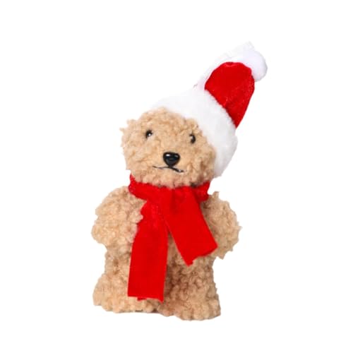 harayaa Weihnachtsbär Stofftier Plüschtier mit Hut Plüschpuppe für Bett Valentinstag Urlaub, Ständer 10x7x17cm von harayaa