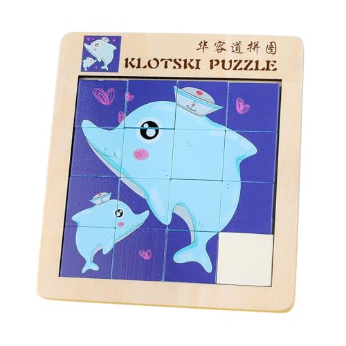 harayaa Zahlenschiebepuzzle, Cartoon Puzzle, Feinmotorik Zahlenpuzzle Spielzeug, Lernspielzeug für Kinder Im Alter von 2 3 4 Jahren, Delfin von harayaa