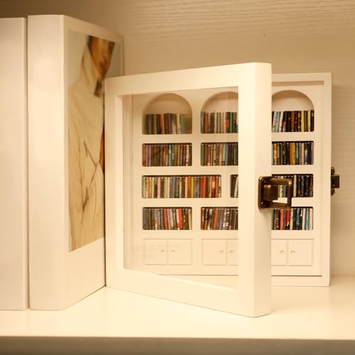 Harupink Mini Bücherregal für Ängste,Miniatur Bücherregal Möbel mit 200 Kleine Buchornamente,Naturholzdesign,Stressabbauendes Geschenk für Bücherliebhaber Dekoratives Anti-Angst-Ornament(Weiß) Harupink Mini Bücherregal für Ängste,Miniatur Bücherregal Möbel mit 200 Kleine Buchornamente,Naturholzdesign,Stressabbauendes Geschenk für Bücherliebhaber Dekoratives Anti-Angst-Ornament(Weiß) von harupink