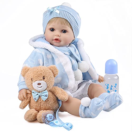 haveahug Reborn Puppen 56 cm Baby Doll blondes Haar mit Wolken-Kostüm und Spielzeugzubehör für Kinder ab 3 Jahren (Blau) von haveahug