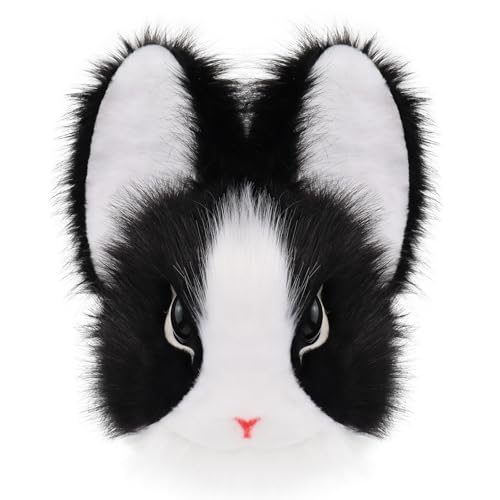 hbbhml Bunny Maske Kunstfell Tier Kaninchen Kopf Plüsch Masken Cosplay Kostüm Requisiten für Ostern Halloween Party von hbbhml