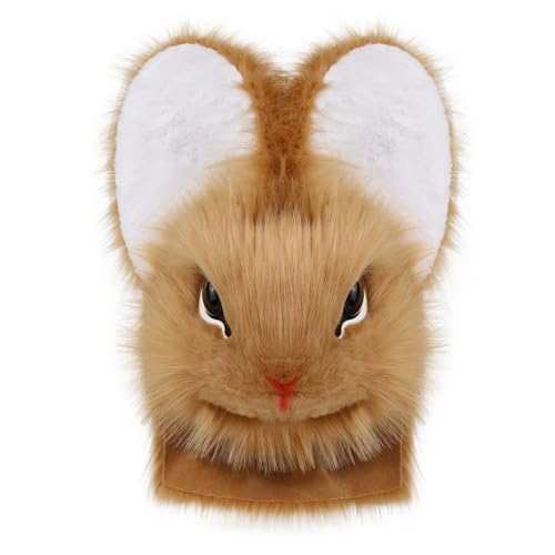 hbbhml Bunny Maske Kunstfell Tier Kaninchen Kopf Plüsch Masken Cosplay Kostüm Requisiten für Ostern Halloween Party von hbbhml