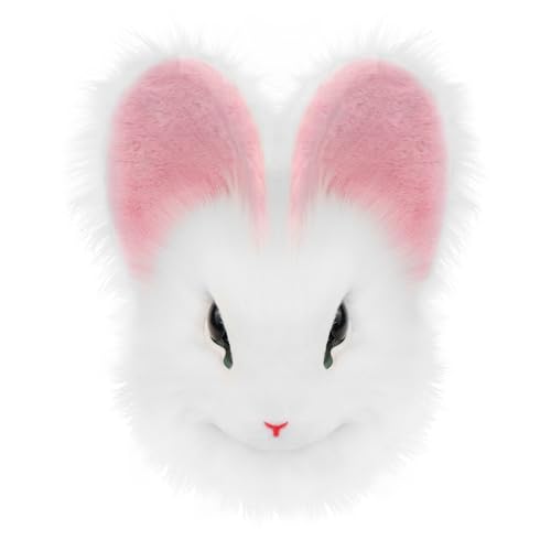 hbbhml Bunny Maske Kunstfell Tier Kaninchen Kopf Plüsch Masken Cosplay Kostüm Requisiten für Ostern Halloween Party von hbbhml