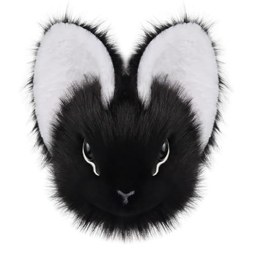 hbbhml Hasenmaske aus Kunstfell, Tier, Kaninchenkopf, Plüschmasken, Cosplay, Kostüm, Requisiten für Ostern, Halloween, Party von hbbhml