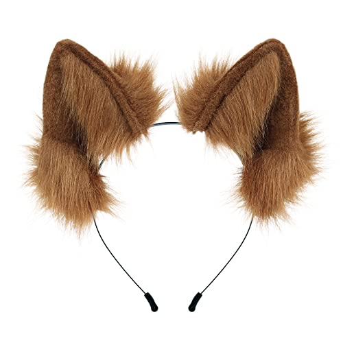 hbbhml Handgemachte Wolf Haarreif Fuchsohren Stirnband Haarnadel niedlich Plüsch Haarschmuck Halloween Kostüm Anime Cosplay Fasching Party von hbbhml