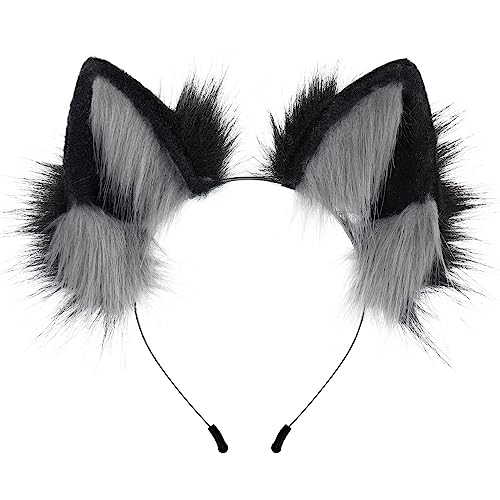 hbbhml Kunstfell Furry Fox Wolf Katzenohren Kopfbedeckung Cosplay Kostüm Kopf Zubehör für Halloween Weihnachten Karneval Party Geschenk von hbbhml