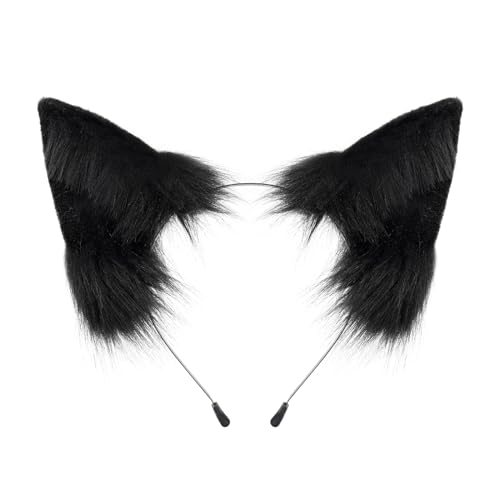 hbbhml Kunstfell Furry Fox Wolf Katzenohren Kopfbedeckung Cosplay Kostüm Kopf Zubehör für Halloween Weihnachten Karneval Party Geschenk von hbbhml