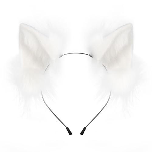 hbbhml Kunstfell Furry Fox Wolf Katzenohren Kopfbedeckung Cosplay Kostüm Kopf Zubehör für Halloween Weihnachten Karneval Party Geschenk von hbbhml