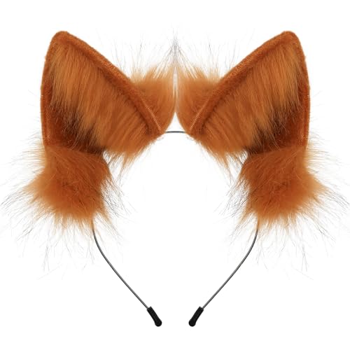 hbbhml Kunstfell Furry Fox Wolf Katzenohren Kopfbedeckung Cosplay Kostüm Kopf Zubehör für Halloween Weihnachten Karneval Party Geschenk von hbbhml