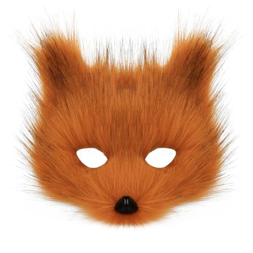 hbbhml Tier Fuchs Wolf Maske Halloween Party Cosplay Kostüme Requisiten Plüsch Katze Halbes Gesicht Masken Karneval Weihnachten Maskerade von hbbhml