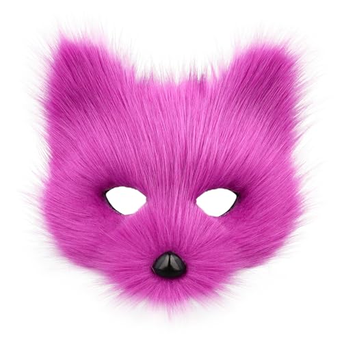 hbbhml Tier Fuchs Wolf Maske Halloween Party Cosplay Kostüme Requisiten Plüsch Katze Halbes Gesicht Masken Karneval Weihnachten Maskerade von hbbhml