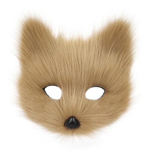 hbbhml Tier Fuchs Wolf Maske Halloween Party Cosplay Kostüme Requisiten Plüsch Katze Halbes Gesicht Masken Karneval Weihnachten Maskerade von hbbhml