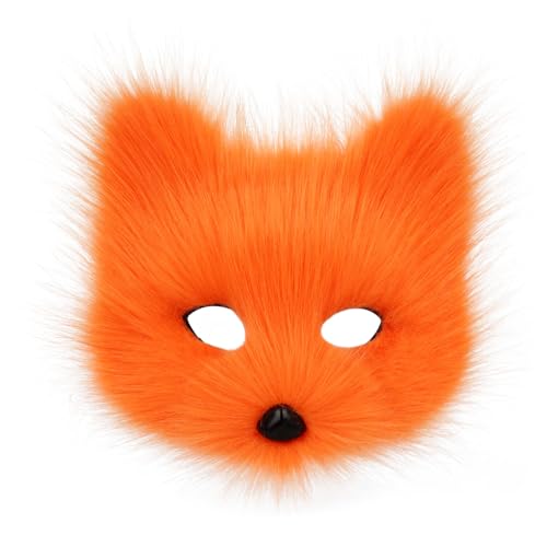 hbbhml Tier Fuchs Wolf Maske Halloween Party Cosplay Kostüme Requisiten Plüsch Katze Halbes Gesicht Masken Karneval Weihnachten Maskerade von hbbhml