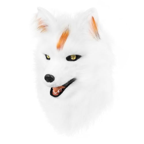 hbbhml Wolfshund Kopfmaske aus Plüsch, Kunstfell, Cosplay-Kostüm, für Halloween, Weihnachtsfeier, Maskerade von hbbhml