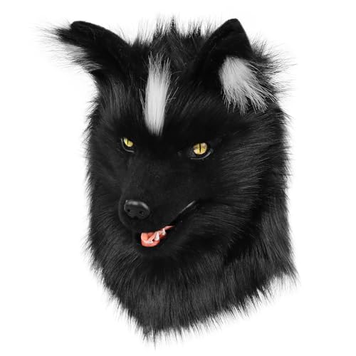 hbbhml Wolfshund Kopfmaske aus Plüsch, Kunstpelz, Cosplay-Kostüm für Halloween, Weihnachten, Maskenparty von hbbhml