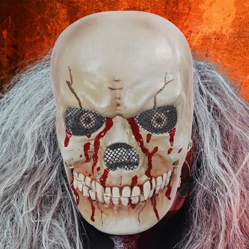 Gruselige Halloween Totenkopf Maske, ghostface maske für Halloween, Halloween Cosplay Kostüm Party Requisiten, halloween maske für horror deko (A) von heepqy