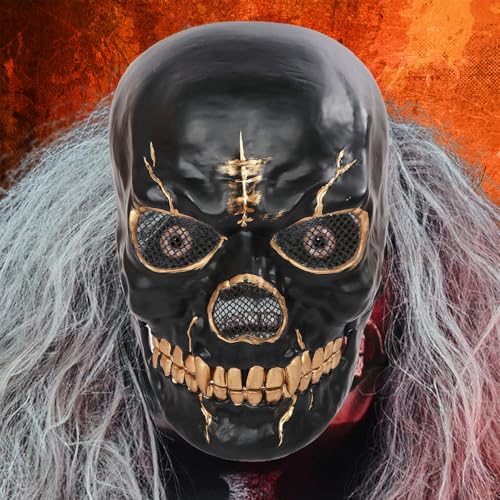 Gruselige Halloween Totenkopf Maske, ghostface maske für Halloween, Halloween Cosplay Kostüm Party Requisiten, halloween maske für horror deko (B) von heepqy