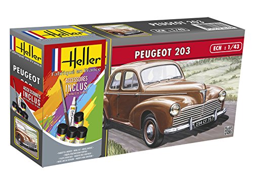 Heller 56160 Peugeot 203 (36 Pieces) Modellbausatz, grau von Heller