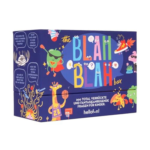 hellofun! | Blah Blah Box | Partyspiele | lustige Spiele für die ganze Familie | Geschenk Kindergeburtstag | Fördert Kreativität mit ganz viel Spiel-Spaß | Familienspiel | Ab 2 Spielern ab 5 Jahren von hellofun!