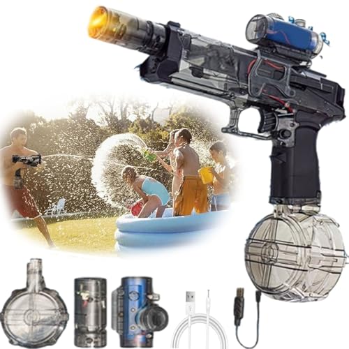 Ultimate Battle Blaster,Battle Blastercolreet Wasserpistole,Electric Water Gun Automatic,Water Battle Electric Water Gun with Interactive Lighting, Water Pistol Long Range (Black) von heofonm