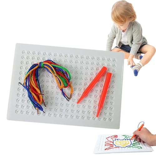 heofonm DIY Children's Threading Board, DIY Magic Threading Board for Kids, Christmas Craft Arts DIY Magic Threading Board for Kids Toy, with Colored Ropes, Pens (1set) von heofonm