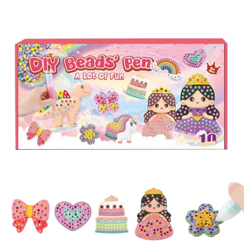 heofonm DIY Handmade Bead Diamond Painting, 5D DIY Diamond Art Stickers Kits for Kids, Creative Cartoon Princess Diamond Sticker, Diamond Painting Kits for Kids (10 Cards) von heofonm