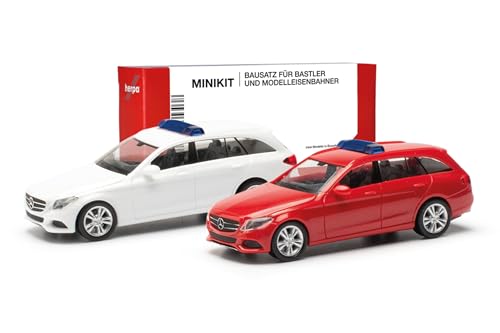 Herpa Modellbausatz MiniKit Mercedes-Benz C-Klasse Kombi mit Warnbalken (2 Stück), Miniatur im Maßstab 1:87, Sammlerstück, Kit für Modellbau, Kunststoff von herpa