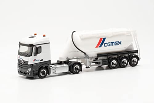 herpa 315975 Mercedes-Benz Actros Streamspace Eutersilo-Sattelzug Cemex, originalgetreu im Maßstab 1:87, Modell LKW für Diorama, Modellbau Sammlerstück, Made in Germany, Miniaturmodell, Mehrfarbig von herpa