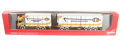 herpa 315807 Scania CR 20 HD Schwedencombi Malmbergs Akeri, originalgetreu im Maßstab 1:87, Modell LKW für Diorama, Modellbau Sammlerstück, Deko Miniaturmodelle aus Kunststoff, Mehrfarbig von herpa