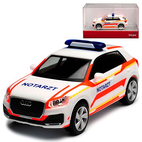 Herpa A-U-D-I Q2 SUV Notarzt Weiss Ab 2016 H0 1/87 Modell Auto mit individiuellem Wunschkennzeichen von herpa