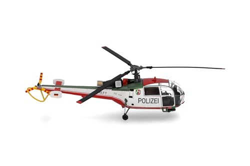 Herpa Hubschrauber Polizeifliegerstaffel Nordrhein-Westfalen Sud Aviation SA 319 Alouette III, Miniatur im Maßstab 1:72, Sammlerstück, Modellfahrzeug ohne Standfuß, Metall von herpa