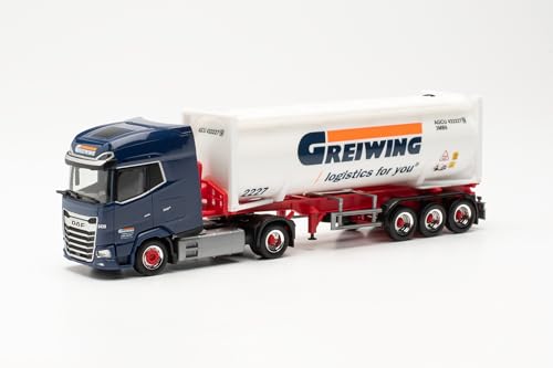 Herpa LKW Modell DAF XG+ Drucksilo-Sattelzug Greiwing (NordrheinWestfalen/Duisburg), Miniatur im Maßstab 1:87, Sammlerstück, Made in Germany, Kunststoff von herpa