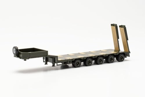 Herpa LKW Modell Goldhofer Semitiefladeauflieger mit abgeschrägtem Heck und Auffahrrampen, 5a, Miniatur im Maßstab 1:87, Sammlerstück, Made in Germany, Kunststoff von herpa