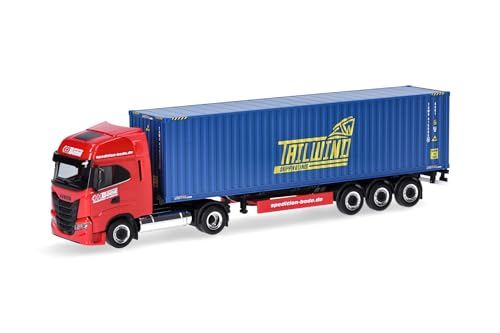 Herpa LKW Modell Iveco S-Way LNG Container-Sattelzug HH Bode/Tailwind(Schleswig-Holstein/Lübeck), Miniatur im Maßstab 1:87, Sammlerstück, Made in Germany, Kunststoff von herpa