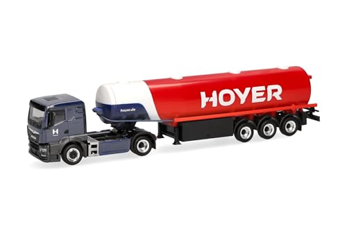 Herpa LKW Modell Man TGS TN Benzintank-Sattelzug Hoyer, Miniatur im Maßstab 1:87, Sammlerstück, Made in Germany, Kunststoff von herpa