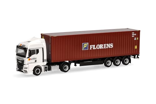 Herpa LKW Modell Man TGX GM Container-Sattelzug Schmid/Florens, Miniatur im Maßstab 1:87, Sammlerstück, Made in Germany, Kunststoff von herpa