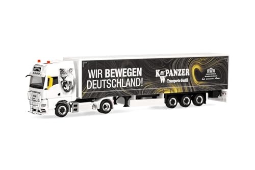 Herpa LKW Modell Man TGX GX Gardinenplanen-Sattelzug K.W. Panzer/Wir bewegen Deutschland, Miniatur im Maßstab 1:87, Sammlerstück, Made in Germany, Kunststoff von herpa