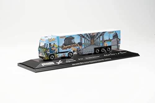 Herpa LKW Modell Mercedes-Benz Actros `18 Kühlkoffer-Sattelzug „Herpa Weltgeschichte Nr. 3.2, Schumacher“, originalgetreu im Maßstab 1:87, Modell LKW, Modellbau Sammlerstück, Miniaturmodelle von herpa