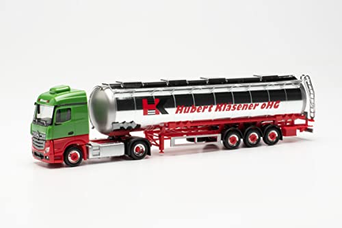 Herpa LKW Modell Mercedes-Benz Actros Streamspace Jumbochromtank-Sattelzug Hubert Kläsener, originalgetreu im Maßstab 1:87, Modell LKW, Modellbau, Made in Germany, Deko, LKW-Modell von herpa