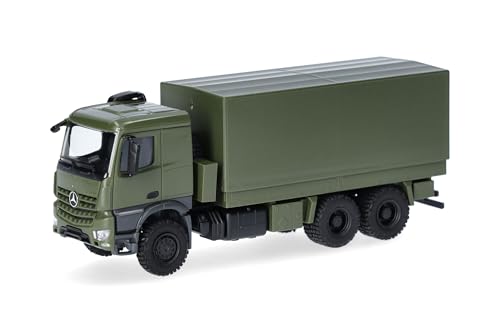 Herpa LKW Modell Mercedes-Benz Arocs 6x6 Pritsche/Plane, undekoriert, Miniatur im Maßstab 1:87, Sammlerstück, Made in Germany, Kunststoff von herpa